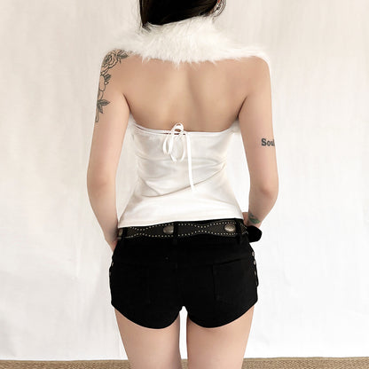 Fur Lace Up Corset Top fashionnsio