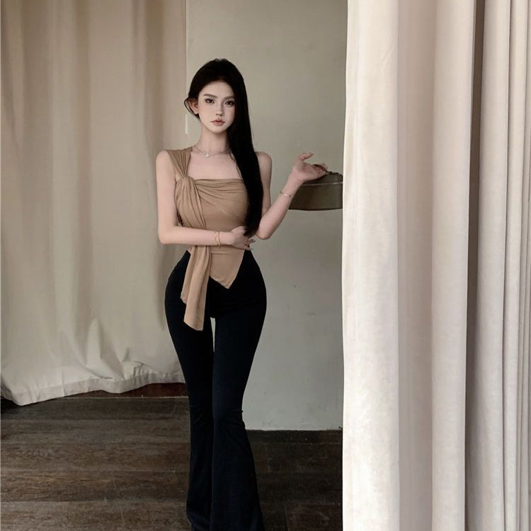 Off Shoulder Irregular Crop Top - Fashionnsio