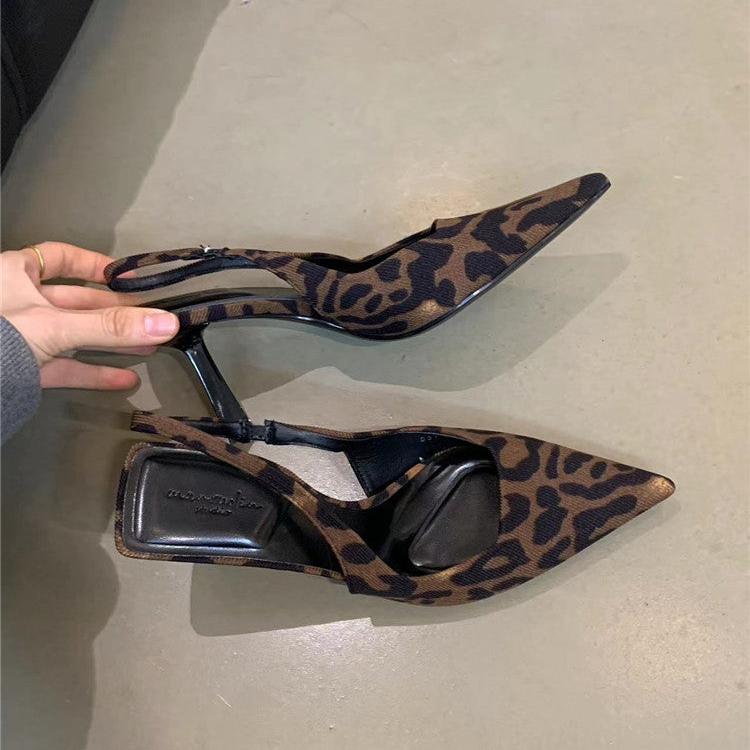 Leopard-print Strap Pointed Heels