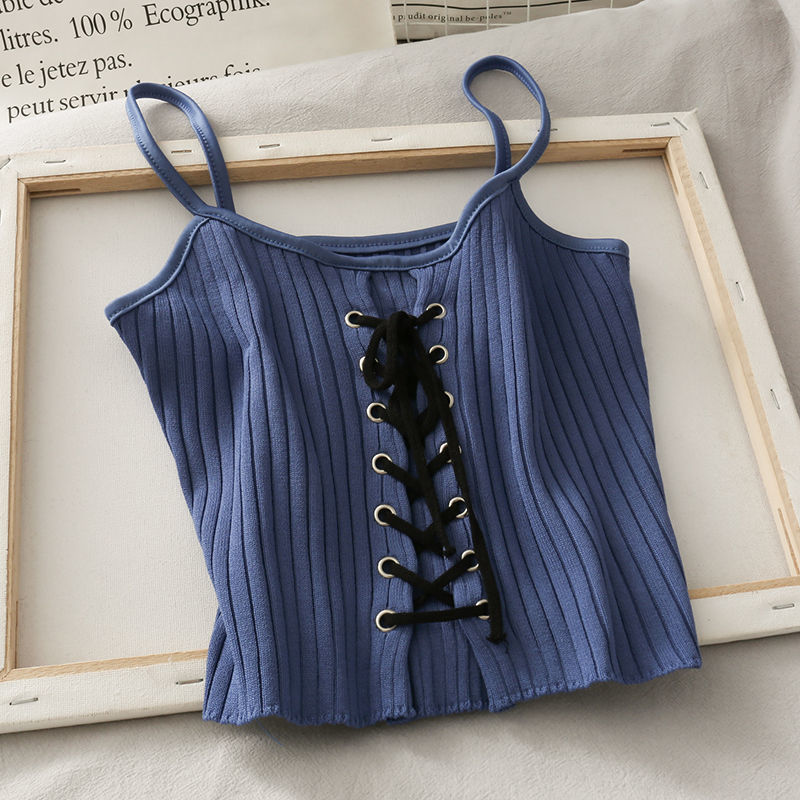 Drawstring Pleated Knitted Tank Top