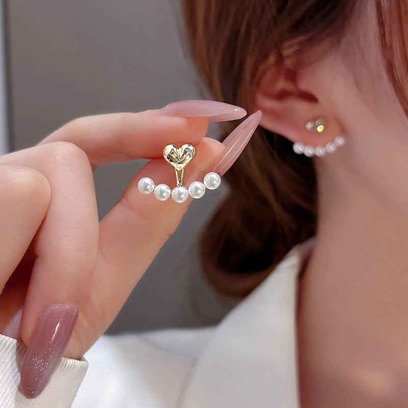 Heart Pearl Stud Earrings fashionnsio