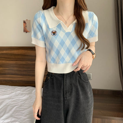 Polo Silk Knitted Crop Top