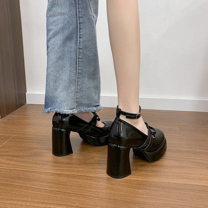 Patent Leather Mary Jane Heels - Fashionnsio