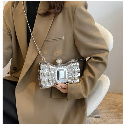 Bow Shaped Diamond Clutch Handbags fashionnsio