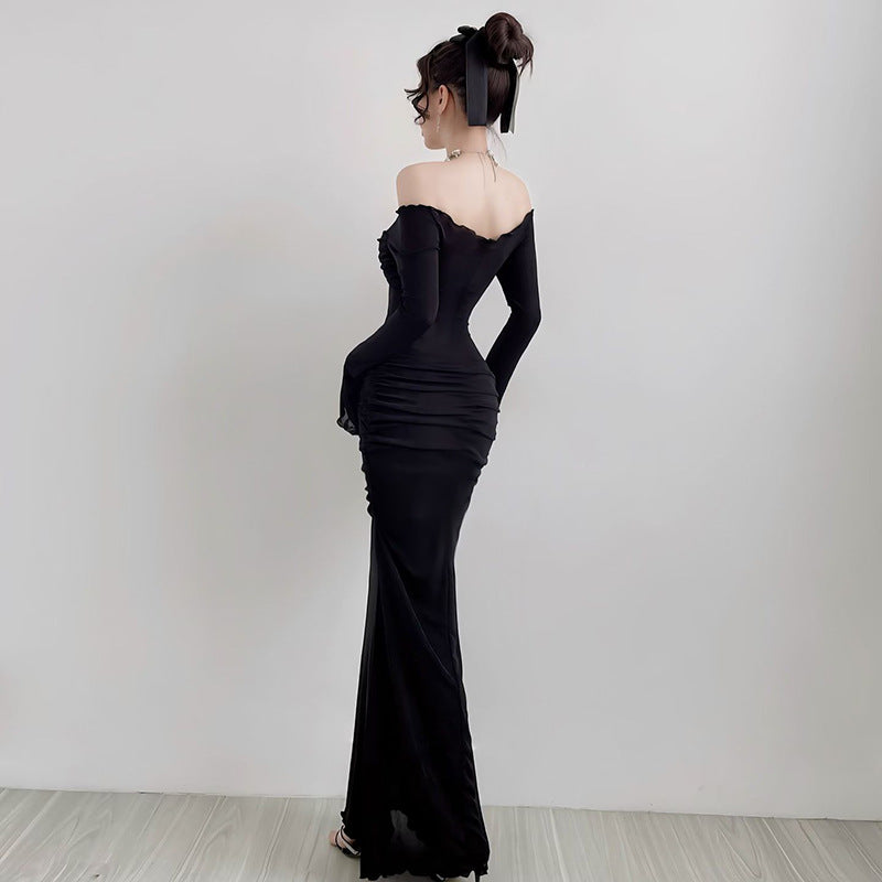 Bow Off Shoulder Long Bodycon Dress