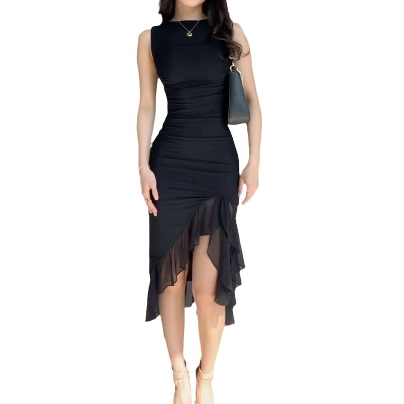 Irregular Ruffled Pleated Dress