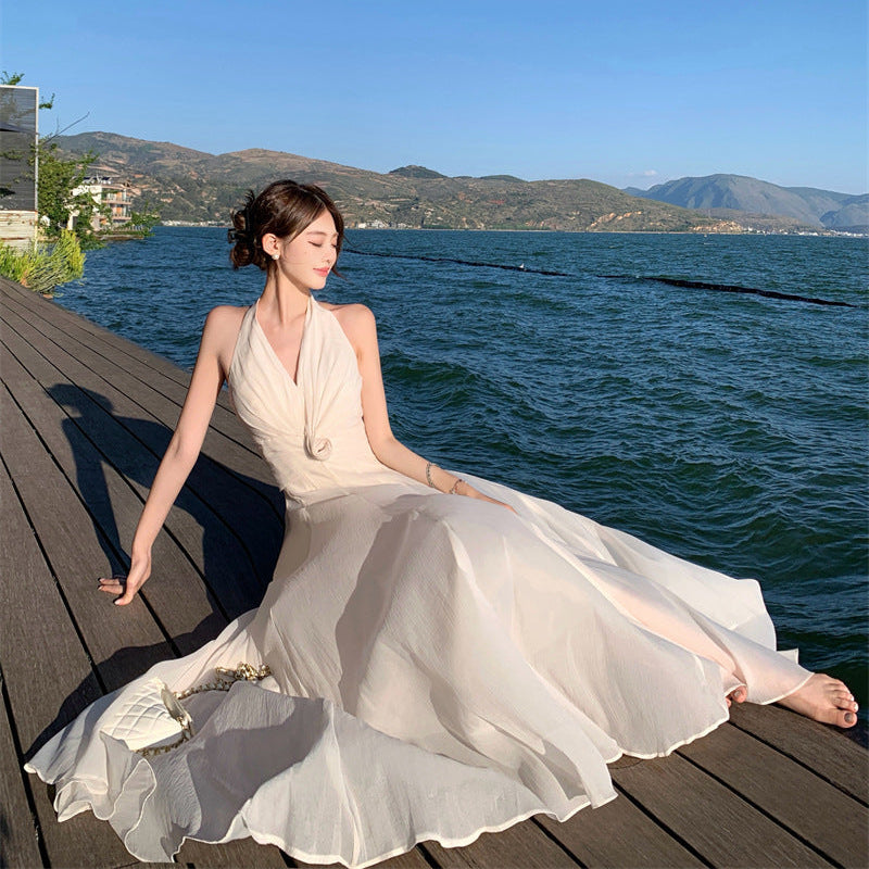 Halter Floral Maxi Dress - Fashionnsio