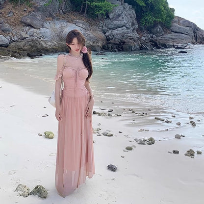 Waist Slimming Layered Maxi Dress - Fashionnsio