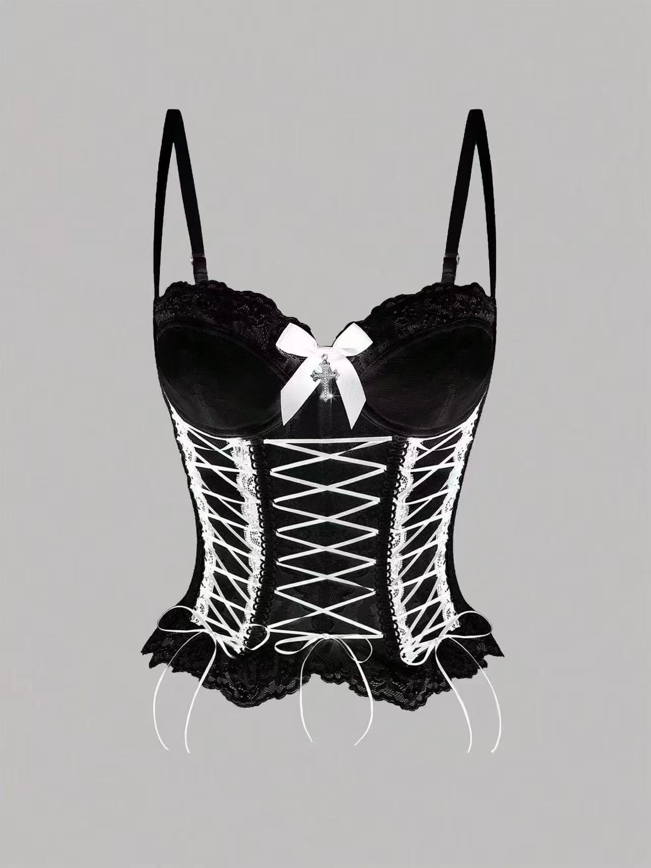 Lace Bow Corset Top fashionnsio