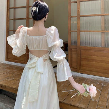 Puff Sleeve Korean Gown Dress fashionnsio