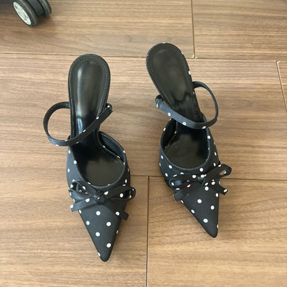 Polka Dot Pointed Heels - Fashionnsio