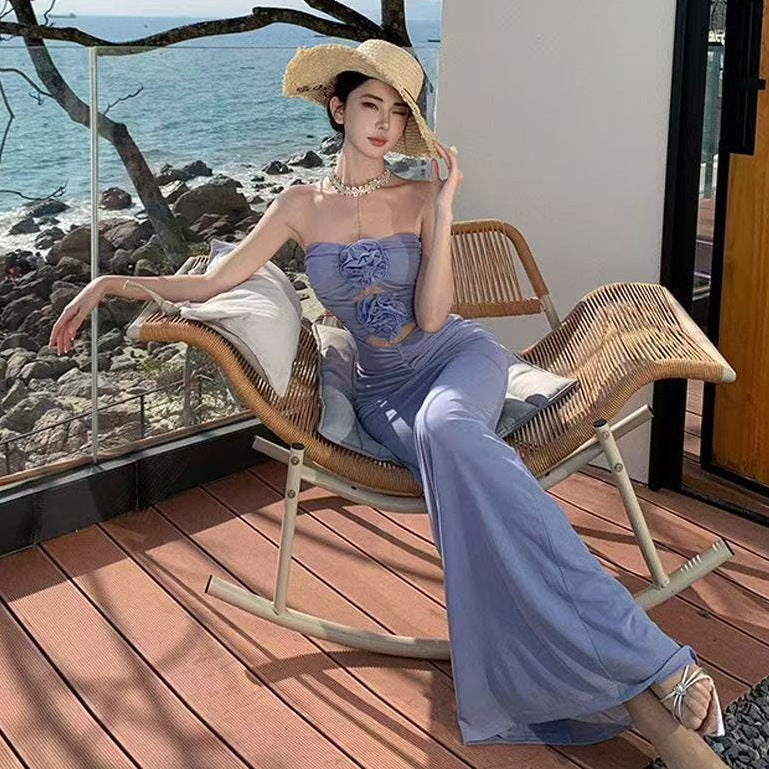 Floral Hollow Out Tube Bodycon Dress