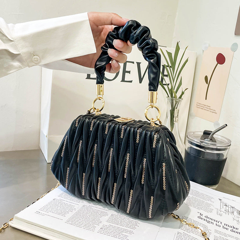 Embroidered Pleated Clutch Handbags