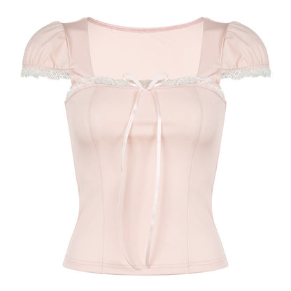 Cute Lace Bow Coquette Top