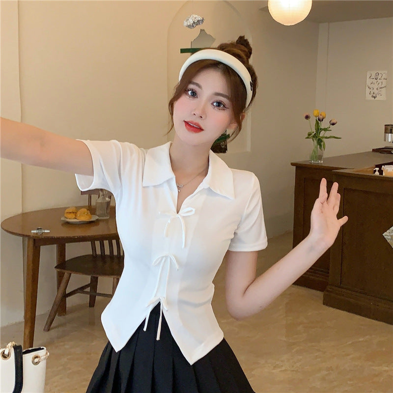 Multi Bow Polo Collar Top