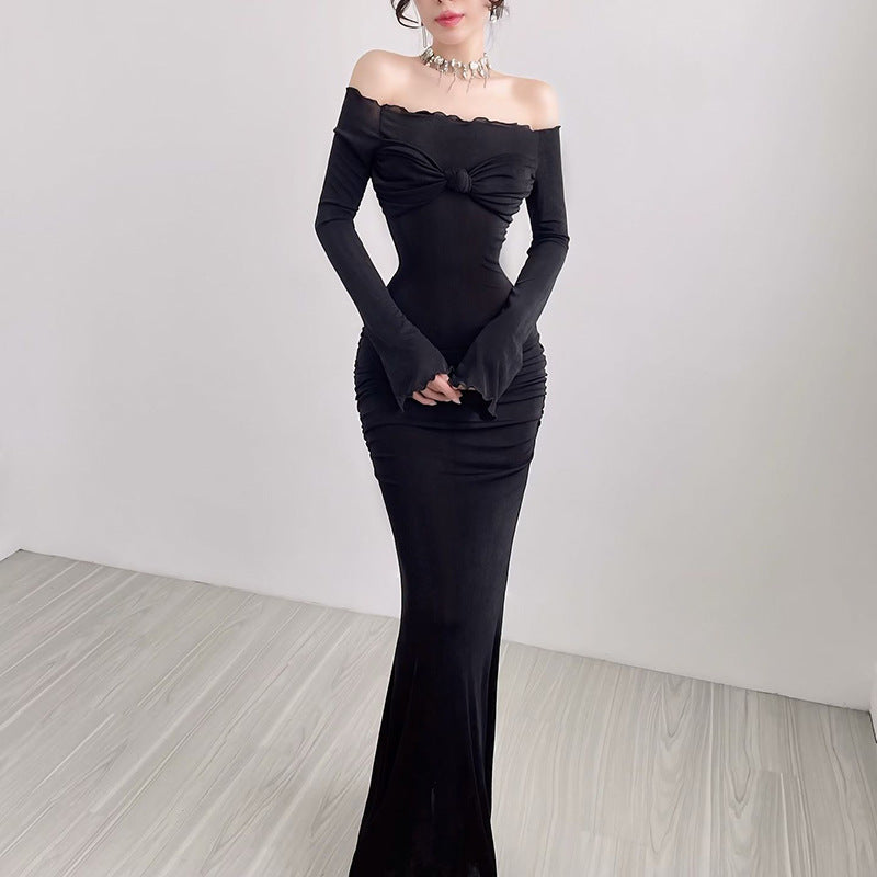 Bow Off Shoulder Long Bodycon Dress