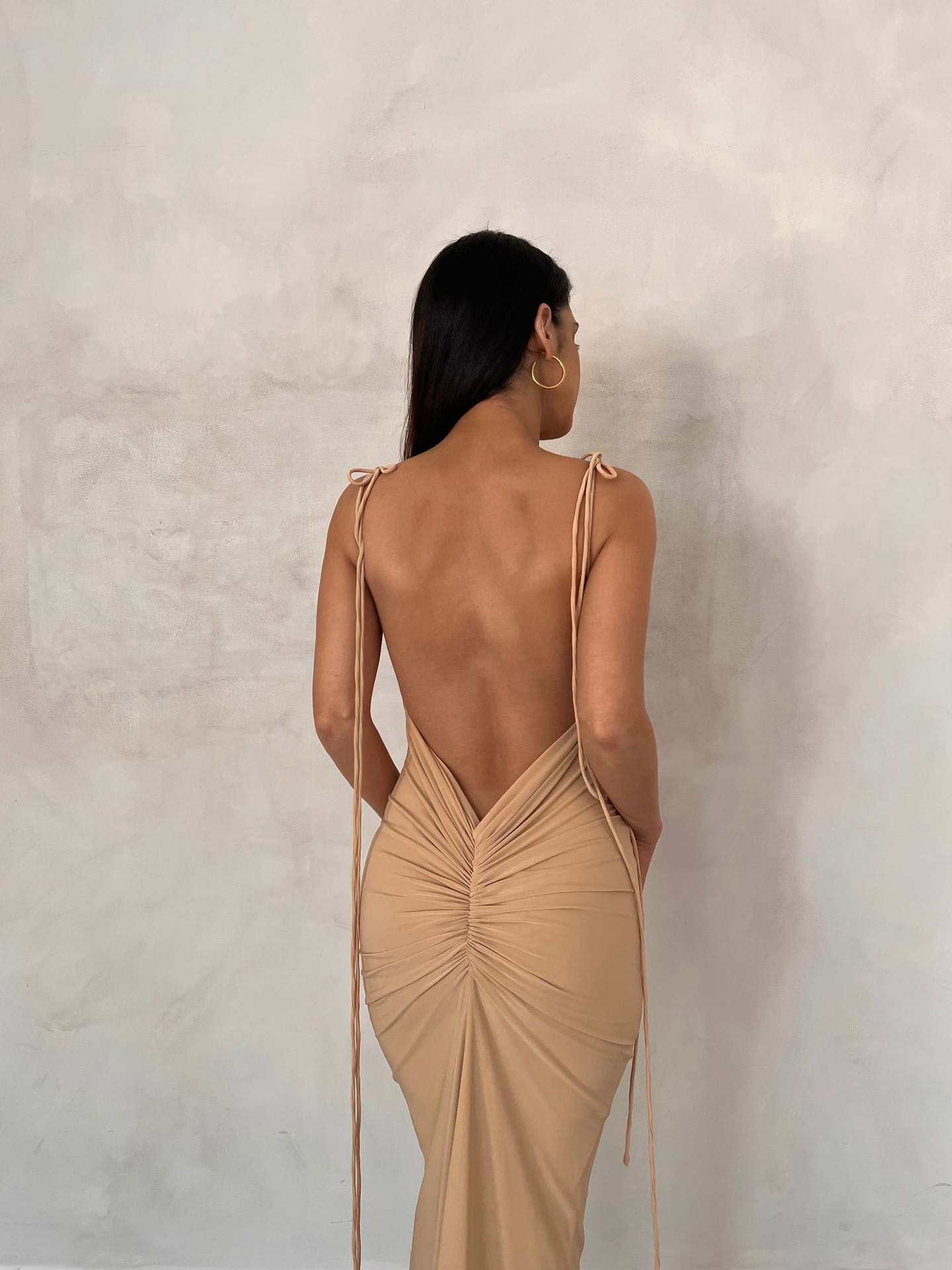 Backless Pleated Long Dress