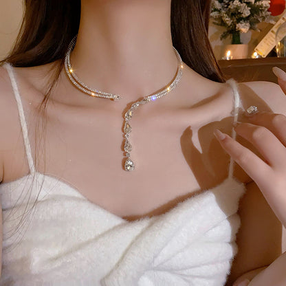 Serpentine Zircon Drop Choker
