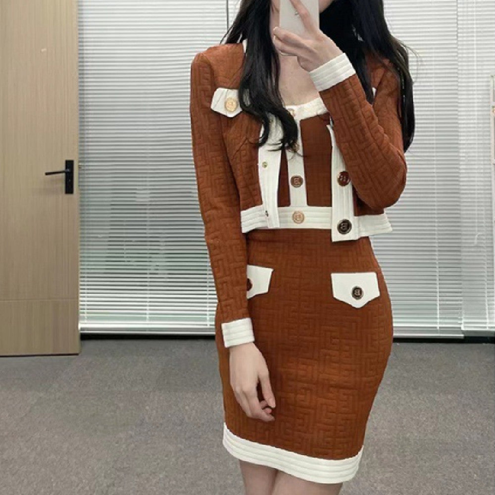 Korean Knitted Dress and Cardigan