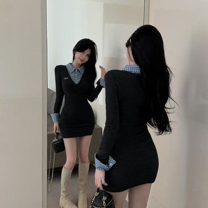 Fake Two-piece Bodycon Dress - Fashionnsio