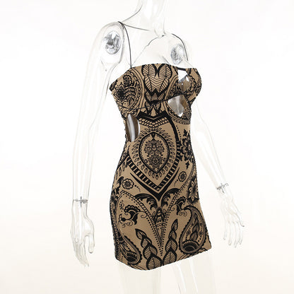 Printed Hollow Hot Dress