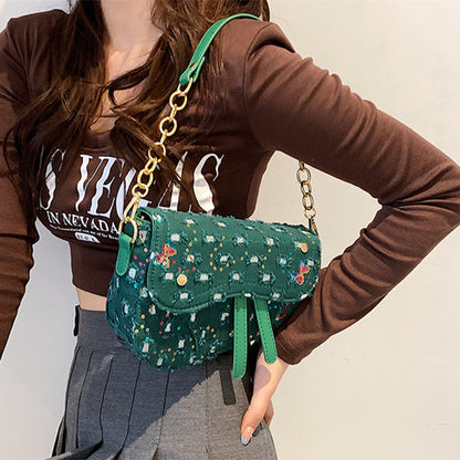 Embroidered Saddle Shoulder Bags