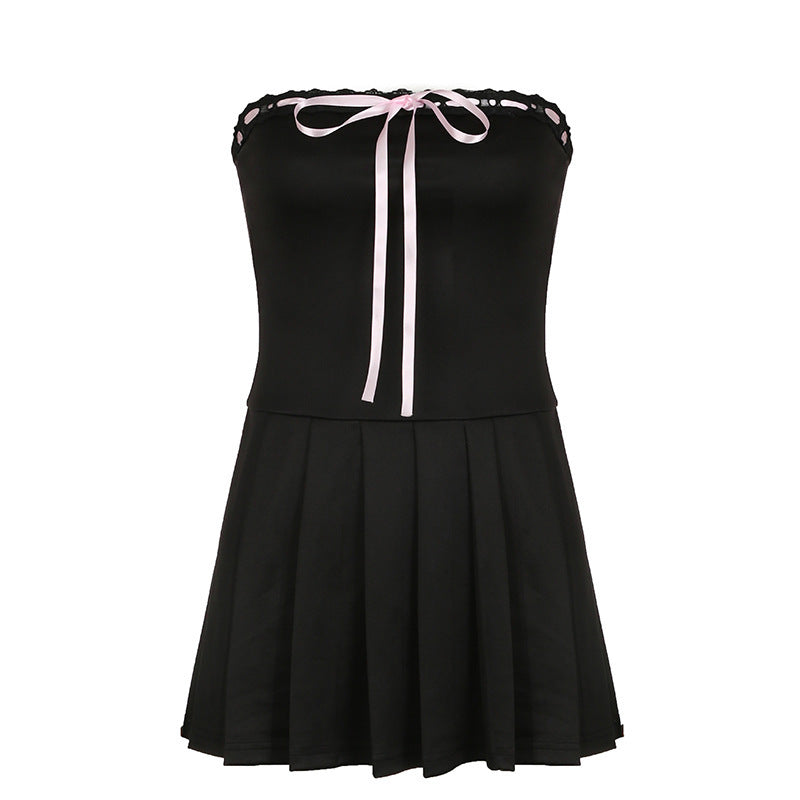 Lace-up Bow Mini Dress