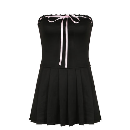 Lace-up Bow Mini Dress