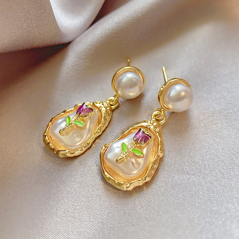 Vintage Flower Pearl Earrings fashionnsio