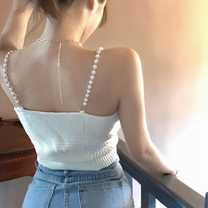 Pearl Knitted Diamond Crop Top