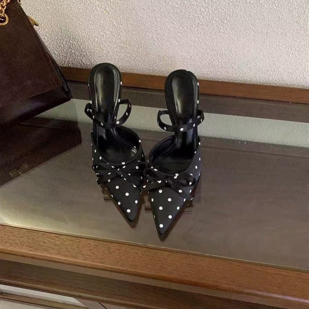 Polka Dot Pointed Heels - Fashionnsio