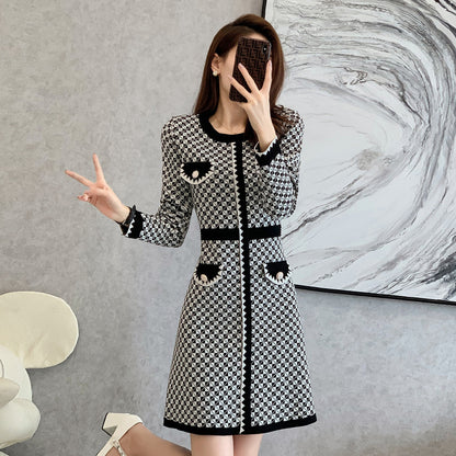 Korean Plaid Knitted Dress