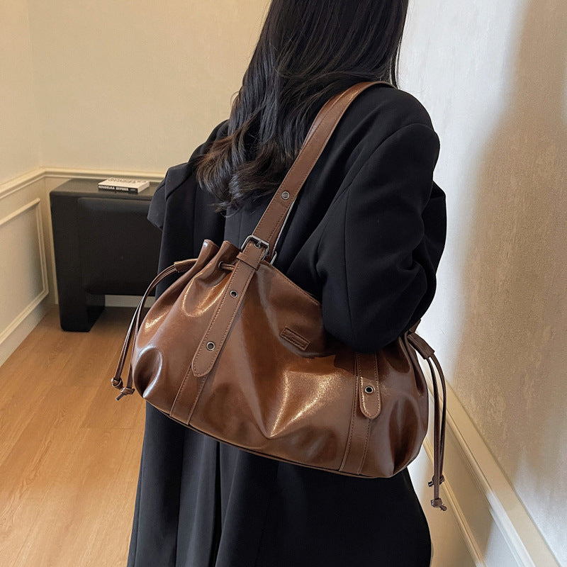 Pleated Large Shoulder Bags - Fashionnsio