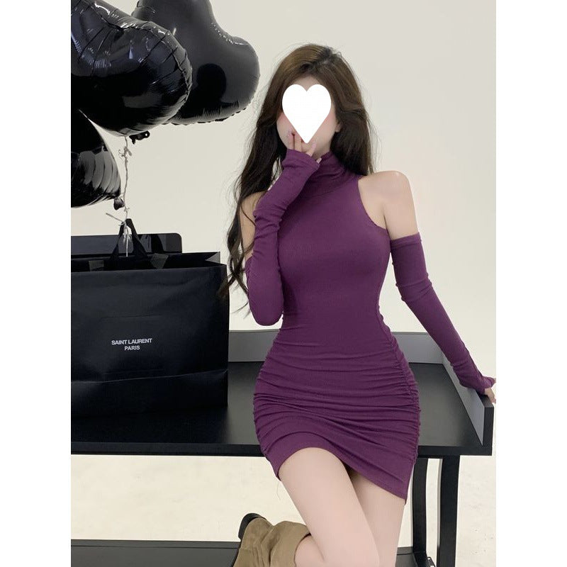 Turtleneck Dress with Sleeve fashionnsio