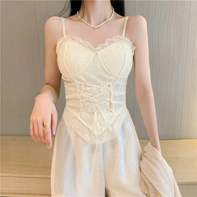 Lace Cross-Tie Corset Top