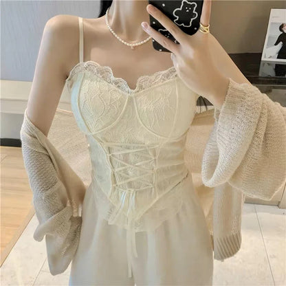 Lace Cross-Tie Corset Top