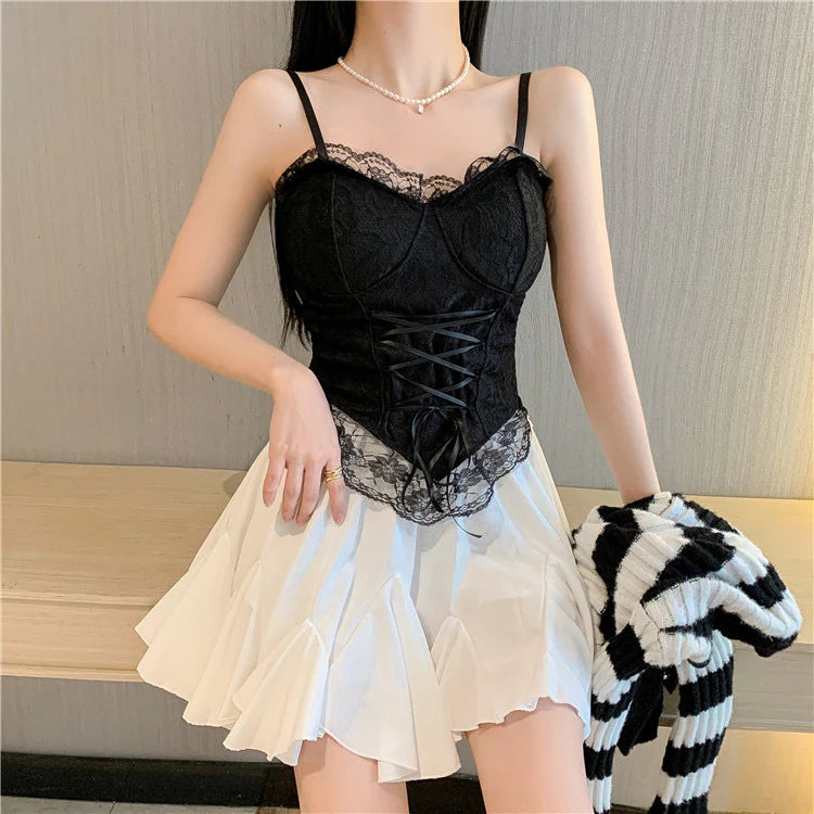 Lace Cross-Tie Corset Top